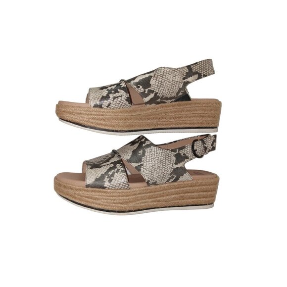 Dr. Shcolls Catch 22 Womens Slide Sandals Gray Leather Slingback Snake Print 10 - Picture 2 of 9